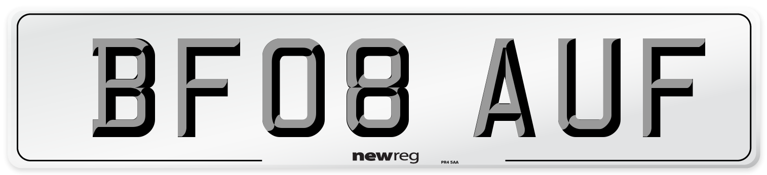 BF08 AUF Number Plate from New Reg